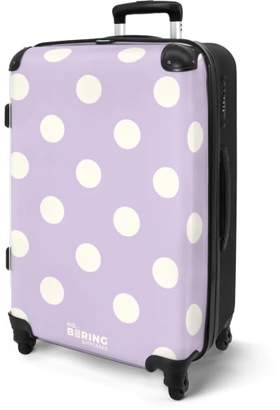 NoBoringSuitcases.com® - Koffer groot - Rolkoffer lichtgewicht - Paars stippen patroon - Reiskoffer met 4 wielen - Grote reis trolley XL - Luggage suitcase - Hardcase reistrolley medium - 20 kg bagage