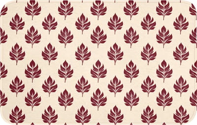 WC mat 80x50 cm - Antislip - Botanisch - Patroon - Bordeaux - Toiletmat - Vloermat - Douchemat - Toilet tapijt - Toiletmatten