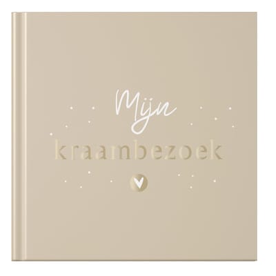 Fyllbooks - Kraambezoekboek - Kraamtijd - Invulboek voor Kraambezoek - Kraamboek - Sunkissed Sand met Goudfolie - Geschikt voor: 66 Gasten