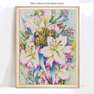 Broderie Diamant Nature Fleurs Images de Strass Peinture Diamant 20X30 beige