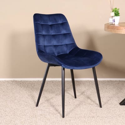 SET DEAL: 6 stuks Eetkamerstoel De Vince donkerblauw velvet eetstoel zetel