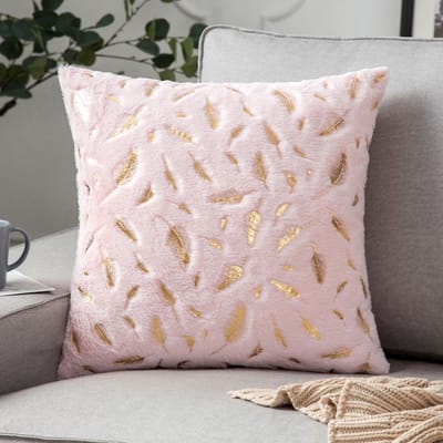 Housse de coussin en peluche dorée Blanche 43x43 Housse de coussin décoratif pour canapé Décoration de maison Housse de coussin Grise Noire Housse de coussin en fourrure 43x43cm