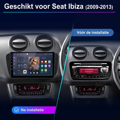 Junsun Android 15 Autoradio Geschikt voor Seat Ibiza IV 6J 2009-2013 - Draadloze CarPlay & Andriod Auto - GPS-Navigatiesysteem - WIFI - Bluetooth - 9-inch IPS Touchscreen - Stuurwielbediening - RDS - USB