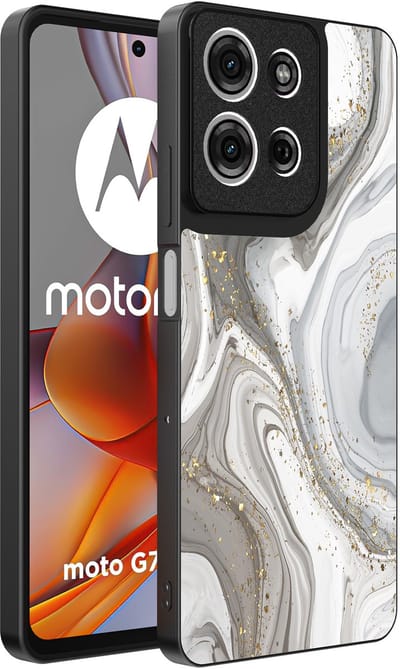 Smartphonica Telefoonhoesje Geschikt voor Motorola Moto G75 met marmer opdruk - TPU backcover case marble design - Zilver geschikt voor Motorola Moto G75