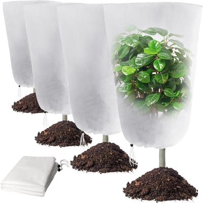 4 Stuks Beschermende Tuin Fleece voor Planten, 60x80cm Scheurvast en Herbruikbaar, Ademend Deksel Tegen Vorst, Vogels en Insecten