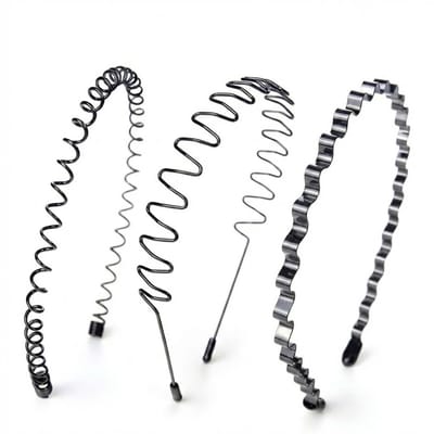 Set metalen haarbanden zwart – 3 stuks flexibele haar accessoires voor dames en heren diadeem – golf haarband, brede zigzag haarband en spiraal haarband