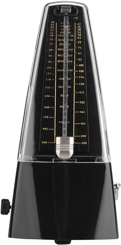 Jhubersproducts - Mechanische Metronoom - Hoge Precisie - Veteranenvriendelijk - Wit - Compact - Geschikt voor Muzikanten - Zwart