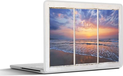 Laptop sticker - 10.1 inch - Doorkijk - Zee - Strand - 25x18cm - Laptopstickers - Laptop skin - Cover