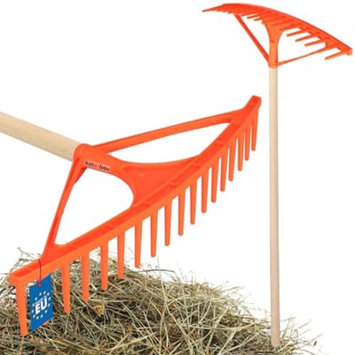 KOTARBAU® Bladhark, Tuinhark, Kunststof, 64 cm, Oranje, 18 Tanden, Bladbezem, met Steel, voor Gras En Heg, Lichtgewicht Hark, Stevige Hark