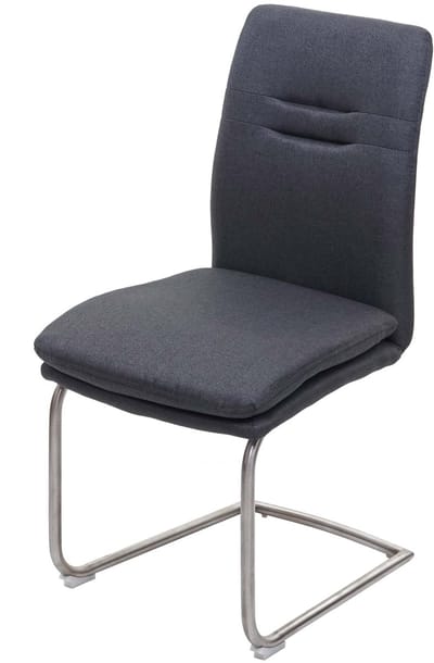Eetkamerstoel MCW-H70, keukenstoel sledestoel, stof/textiel geborsteld roestvrij staal ~ donkergrijs