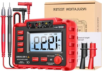 Isolatiemeter - Weerstandsmeter Tester - Elektrische Checks - Drie Spanningsniveaus - 165x120x57mm - Rood