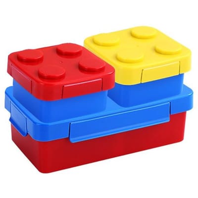 Kleurrijke Blokken Splicing Lunchbox Draagbaar Verzegeld Kinderen Student Bento Containers Magnetron Vaatwasser Veilig Vriezer Lekdicht blue