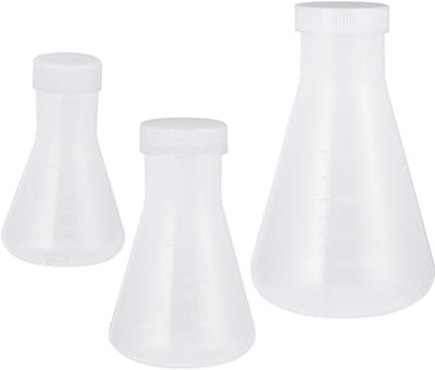 Solidchoice - Dailygoody - Erlenmeyer Flask - Laboratorium - 3 stuks - 500ml 100ml 50ml - Plastic - Chemie - Voor studenten - Transparant