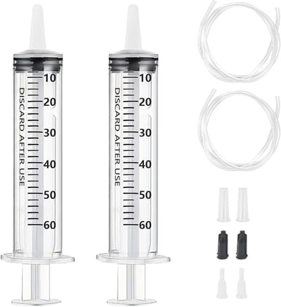 Herbruikbare doseerspuit 60 ml met slang - 2 stuks