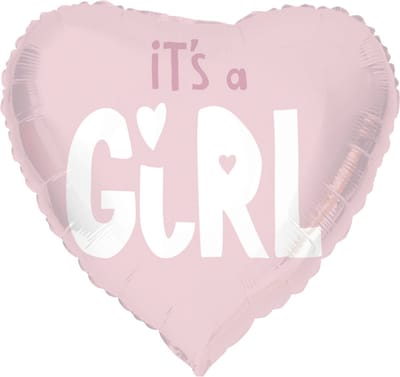 Folat - Folieballon Hartvormig It's a Girl Roze - 45 cm