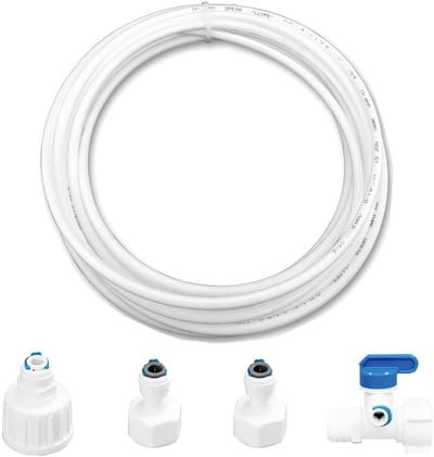 Waterslang voor koelkast, waterfilteraansluiting met terugslagventiel, voor dubbele koelkast in Europese stijl, (1/4 inch slang)