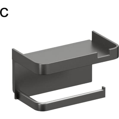 Wandgemonteerde toiletrolhouder Roestvrij verdikt plastic opbergrek voor badkamer keuken toiletrolhouder gray
