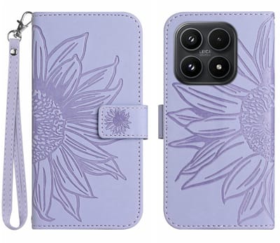 Coverup Hoesje - Geschikt voor Xiaomi 17 Hoesje - Coverup Zonnebloem Book Case met Koord - Lavendel