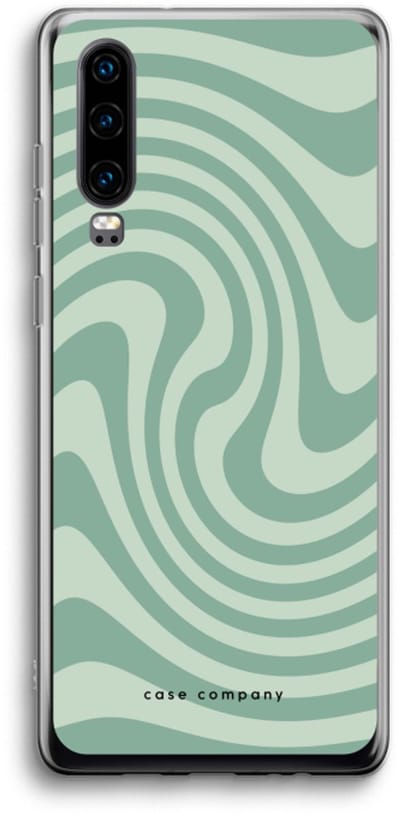 Case Company® - Hoesje geschikt voor Huawei P30 hoesje - Swirl Groen - Soft Cover Telefoonhoesje - Bescherming aan alle Kanten en Schermrand