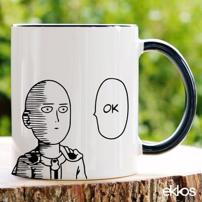 Ekkos OK Anime Design Koffiemok - Grappige Mok - Zwart Oor - 325ml - Cadeau voor Anime Fans - Manga Kado Tip - Hem / Haar