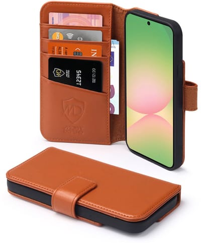 MobyDefend Hoesje - Geschikt voor Samsung Galaxy A36 / Samsung Galaxy A56 - Luxe Leren Wallet Bookcase - Bruin