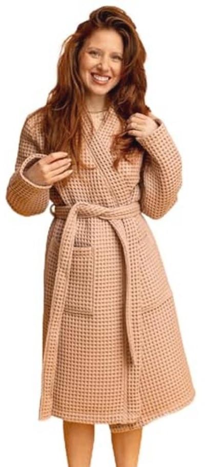BLUMIS® Badjas voor dames, Heavy wafelpiqué 250 g/m², Oeko-Tex gecertificeerd katoen, ademend, sneldrogend, ideaal voor sauna en spa, elegante kimono-snit