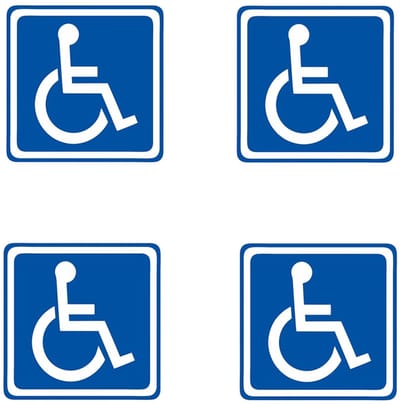 Store_7 - Stickerset gehandicapten - Auto sticker set - 4-delige set - Blauw - Rolstoel symbool - Voor autoruiten - Geschikt voor volwassenen