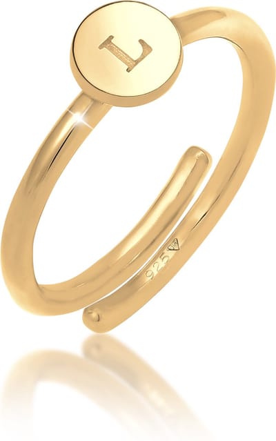 Elli - Ring - Dames Letter L Cirkel Verstelbaar Basic in 925 Sterling Zilver - Dames