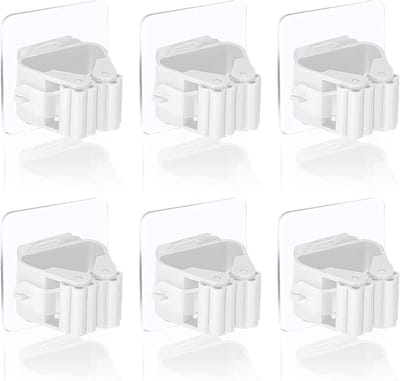 Famanu – Wandbezemhouder set van 6 – Zelfklevend, geen boren, snel te plaatsen op tegels of gladde wanden – Voor keuken, badkamer, tuin en garage