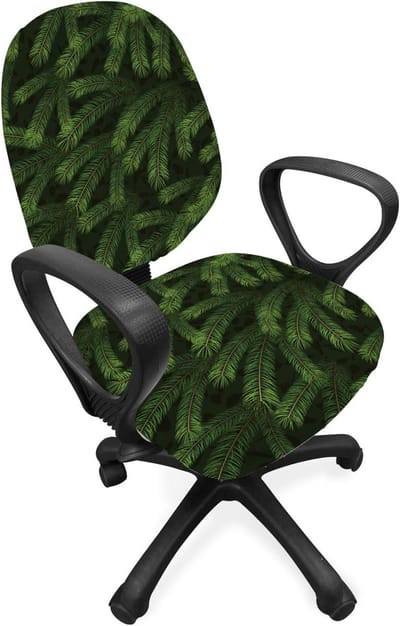 ABAKUHAUS winterbureaustoel met overtrek, dennensparren, decoratieve beschermhoes van rekstof, groen donkergroene karamel