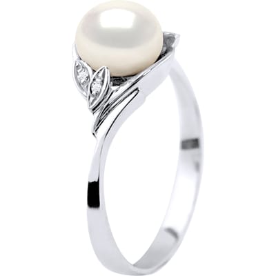 Zoetwater Parel Ring 7-8 mm en 0020 Cts Diamond Jewellery White Gold