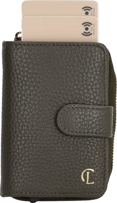Charm London Washington Creditcard etui - Pasjeshouder - Creditcardhouder - RFID - Bescherming - Muntgeld - Briefgeld - Leren Dames Tas - Donkergroen