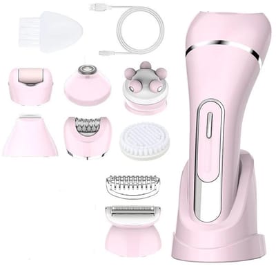 Epilator voor vrouwen - 7-in-1 epilator voor vrouwen - Lichaamsscheerapparaat - Bikinilijntrimmer - Gezichtsscheerapparaat - Eeltverwijderaar voor voeten - IPX7 waterdicht elektrisch scheerapparaat - Ideaal cadeau voor vrouwen - Roze