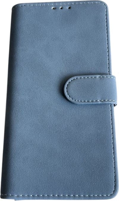 Luxe PU Kunstleer Suède Look Book Case – Geschikt voor Samsung Galaxy S25 Ultra - Premium Kwaliteit Wallet Boekcase hoesje - Telefoonhoesje met vakjes voor pasjes - Lichtblauw