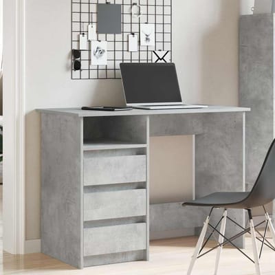 vidaXL - Bureau - 102x50x75 - cm - bewerkt - hout - betongrijs