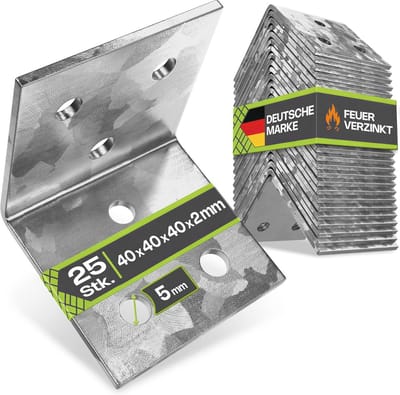 Premium Hoekverbinders 25 Stuks - Roestvrij Stalen Hoekhouders voor Zware Belasting - 40 x 40 x 40 x 2 mm