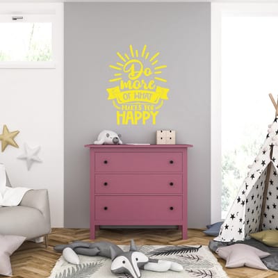 Muursticker - Do More Of What Makes You Happy - 58 x 73 - Geel