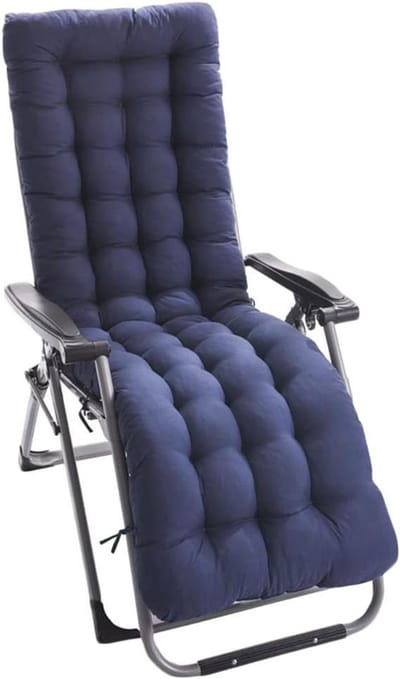 Ligstoelkussen - Lounger kussen - Buiten ontspannen - Veilig riemontwerp - 48 x 170 cm - Marineblauw