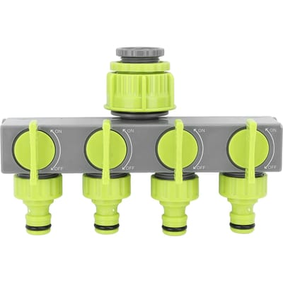 Slangkoppeling Splitter 1 in 4 Uit ABS Tuinslang Pijp Splitter voor Tuin en Park Grijs grijze kleur