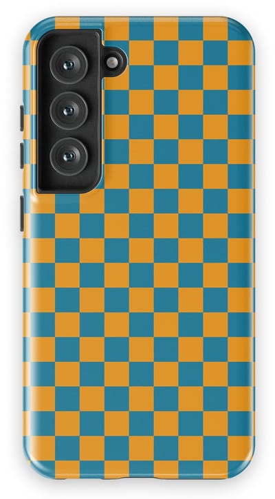 Design Hoesje Samsung Galaxy S23 | Geschikt Voor Mag | Tiny Squares Checkered Print | Backcover Samsung Galaxy S23 Petrol Pop