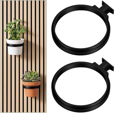 Plantenhouder Akoestisch Paneel - Accessoires Geluidsscherm - Decoratie Ophangen - Boorloze Installatie - 2 Stuks 9cm - Zwart