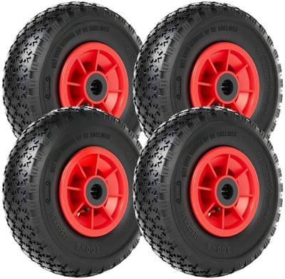 Thuys – Steekwagenwielen – Luchtband Rubber – 30cm x 30cm x 10cm – Zwart En Rood