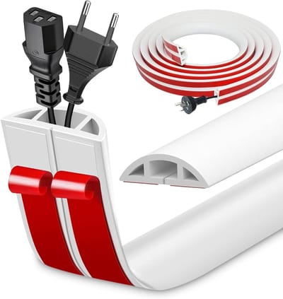 Flexibele kabelgoot van 3 m lang en 4 cm breed, zelfklevend PVC kabelkanaal voor wandmontage, eenvoudig te snijden en ideaal voor stroomkabels