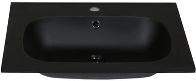Vente-unique Inbouwwastafel in hars met steenlook - Zwart - L60 x B46 cm - OKIWA