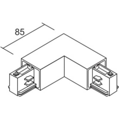 Ivela L-verbinding LKM DALI, zwart, geleider rechts, 3-fasen