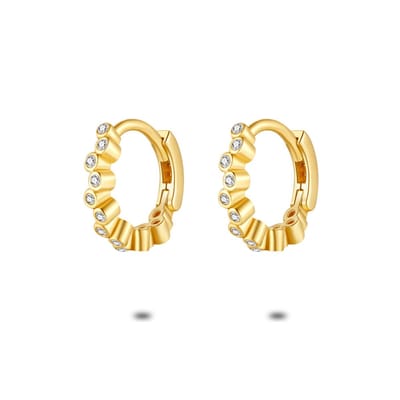 Twice As Nice Oorbellen in 18kt verguld zilver, oorring, zigzag zirkonia