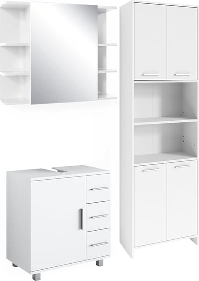 Vicco Maris Badkamermeubelset – 3-delig, met hoge kast, badkamerspiegelkast en wastafelonderkast Wit