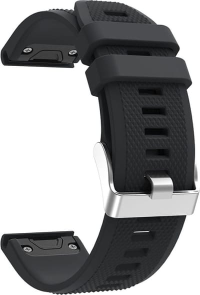 Siliconen bandje - geschikt voor Garmin Fenix 5 / 5 Plus / 6 / 6 Pro / 7 / 7 Pro / 8 (47 mm) / E (47 mm) / Epix (Pro) (2) 47 mm / Quatix 5 / 6 / 7 / 7 Pro / Approach S60 / S62 / S70 47 mm / MARQ / D2 Delta / D2 Mach 1 / Descent G1 - zwart