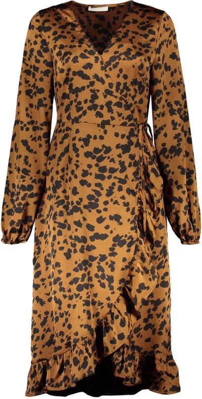Freebird Rosy Midi Ls Dress Dames - Jurk - Bruin - Maat XS