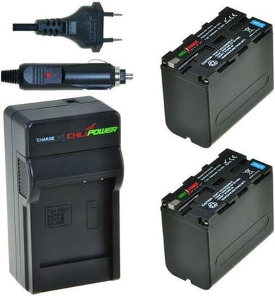 2 x NP-F970 accu's voor Sony - inclusief oplader en autolader - Origineel ChiliPower